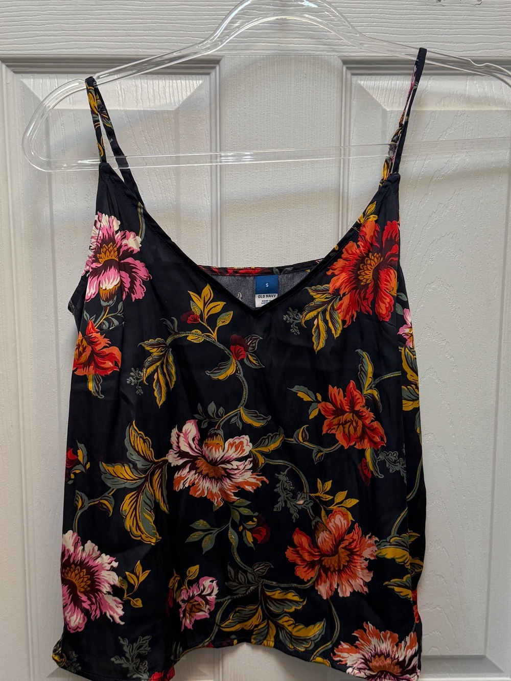 Old Navy navy Floral Spaghetti-Strap Camisole with Red, Pink & Gold Accents